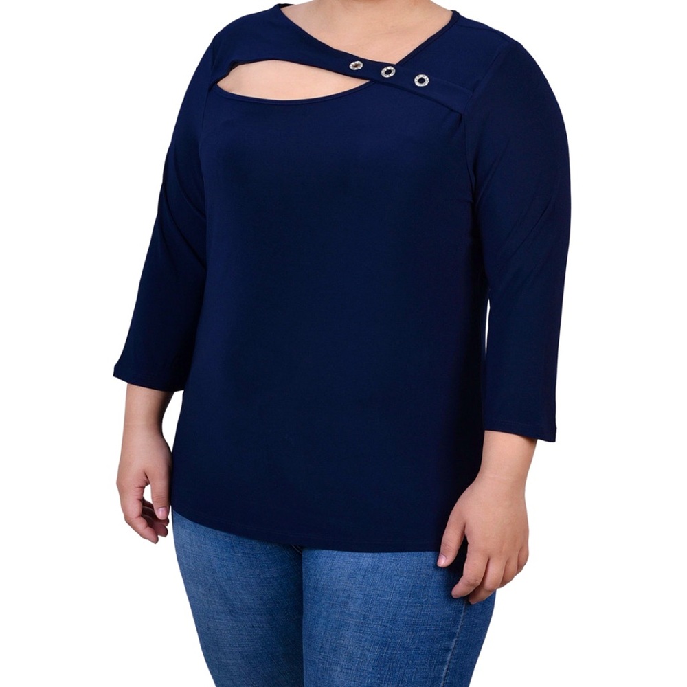 Women’s Plus Size 2X Macy’s 3/4 Sleeve Cutout Top New York Collection NWT $48 🎁🎄